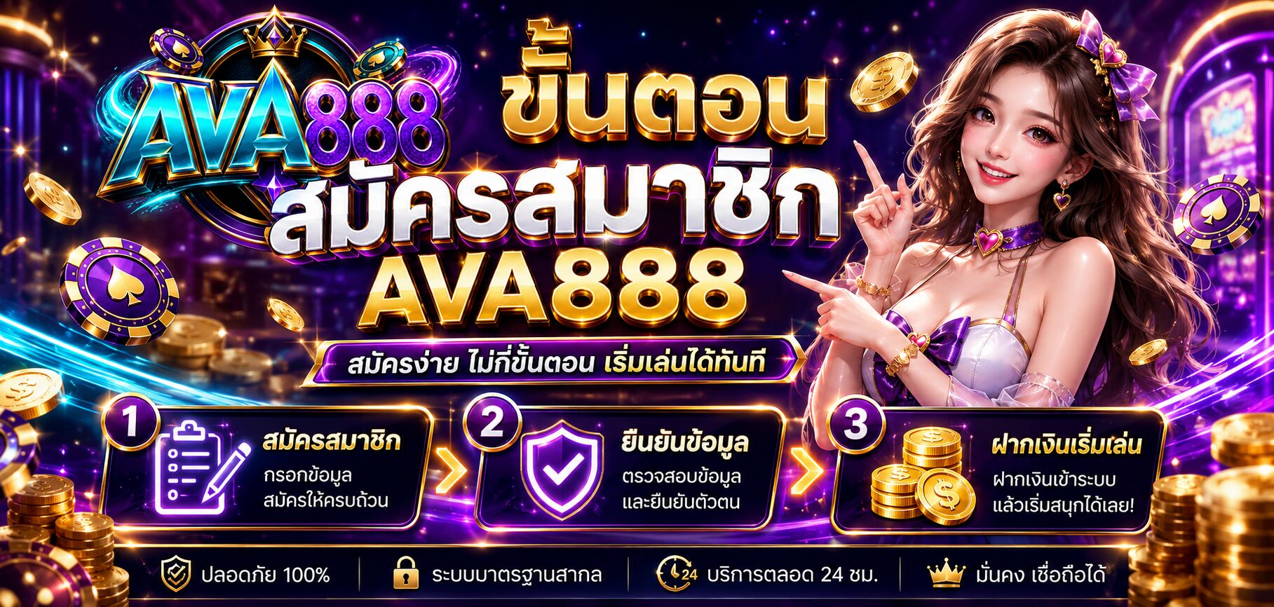 ขั้นตอนสมัครสมาชิก AVA888